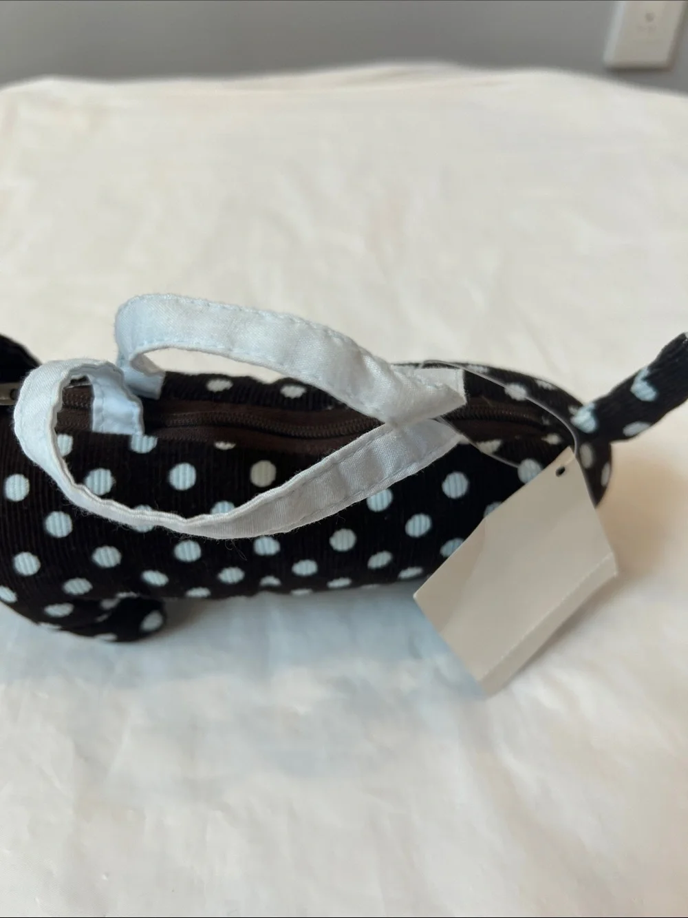 Gymboree Black and Baby Blue Polka Dot Dachshund Wristlet Bag